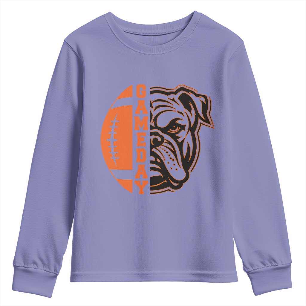 Bulldog Football Lover Youth Sweatshirt Game Day Fan Lifestyle TS12 Violet Print Your Wear