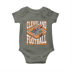 Funny Skeleton Dark Football Baby Onesie CFBB Fan Gift TS12 Military Green Print Your Wear