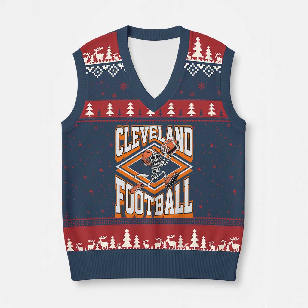 Funny Skeleton Dark Football V-Neck Knit Sweater Vest CFBB Fan Gift TS12 Navy Red Print Your Wear