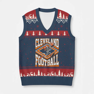 Funny Skeleton Dark Football V-Neck Knit Sweater Vest CFBB Fan Gift TS12 Navy Red Print Your Wear