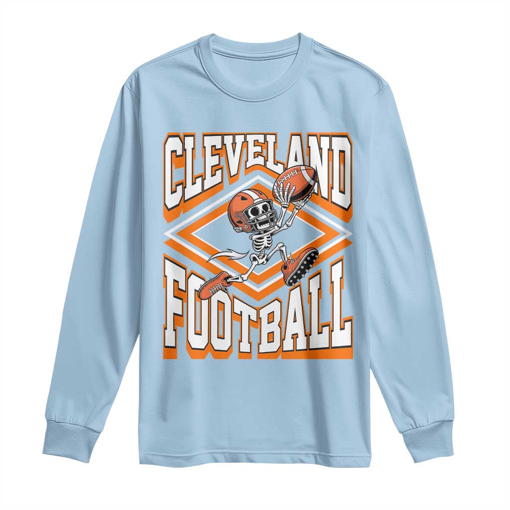 Funny Skeleton Dark Football Long Sleeve Shirt CFBB Fan Gift TS12 Light Blue Print Your Wear