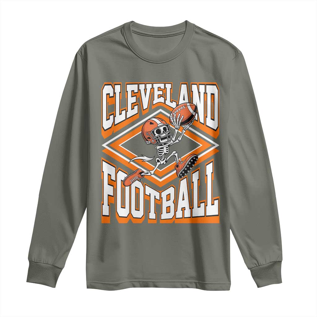 Funny Skeleton Dark Football Long Sleeve Shirt CFBB Fan Gift TS12 Military Green Print Your Wear