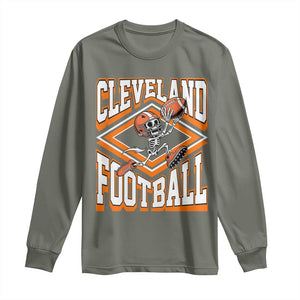 Funny Skeleton Dark Football Long Sleeve Shirt CFBB Fan Gift TS12 Military Green Print Your Wear