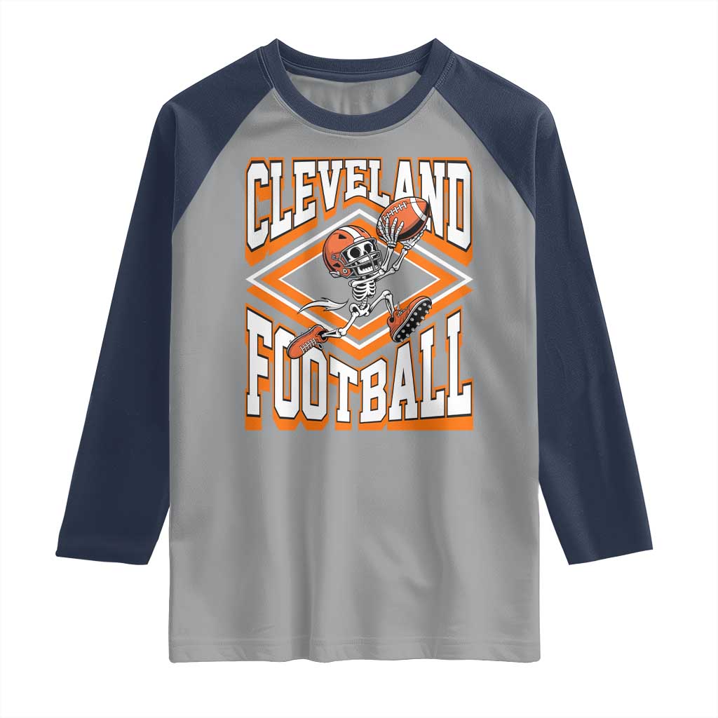 Funny Skeleton Dark Football Raglan Shirt CFBB Fan Gift TS12 Sport Gray Navy Print Your Wear