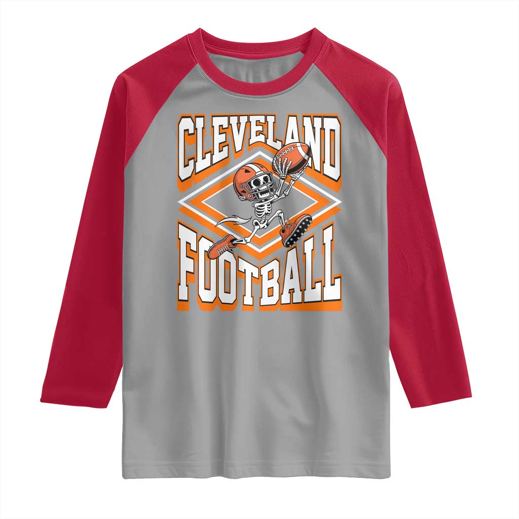 Funny Skeleton Dark Football Raglan Shirt CFBB Fan Gift TS12 Sport Gray Red Print Your Wear