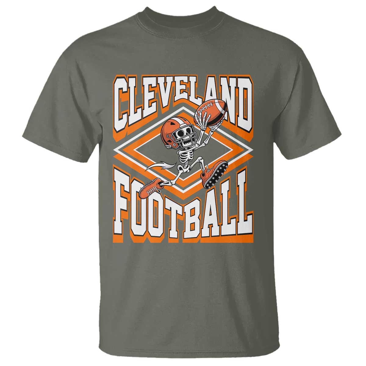Funny Skeleton Dark Football T Shirt CFBB Fan Gift TS12 Military Green Print Your Wear