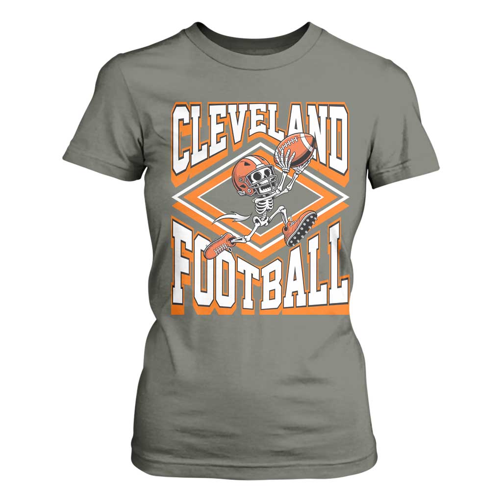 Funny Skeleton Dark Football T Shirt For Women CFBB Fan Gift TS12 Military Green Print Your Wear