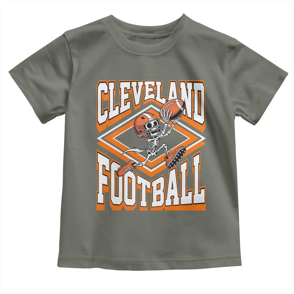 Funny Skeleton Dark Football Toddler T Shirt CFBB Fan Gift TS12 Military Green Print Your Wear