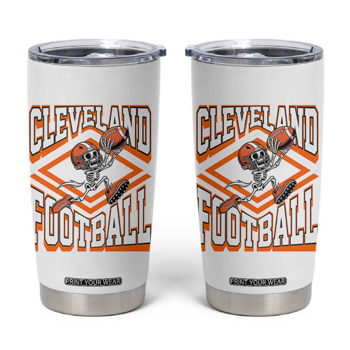 Funny Skeleton Dark Football Tumbler Cup CFBB Fan Gift TS12 White Print Your Wear
