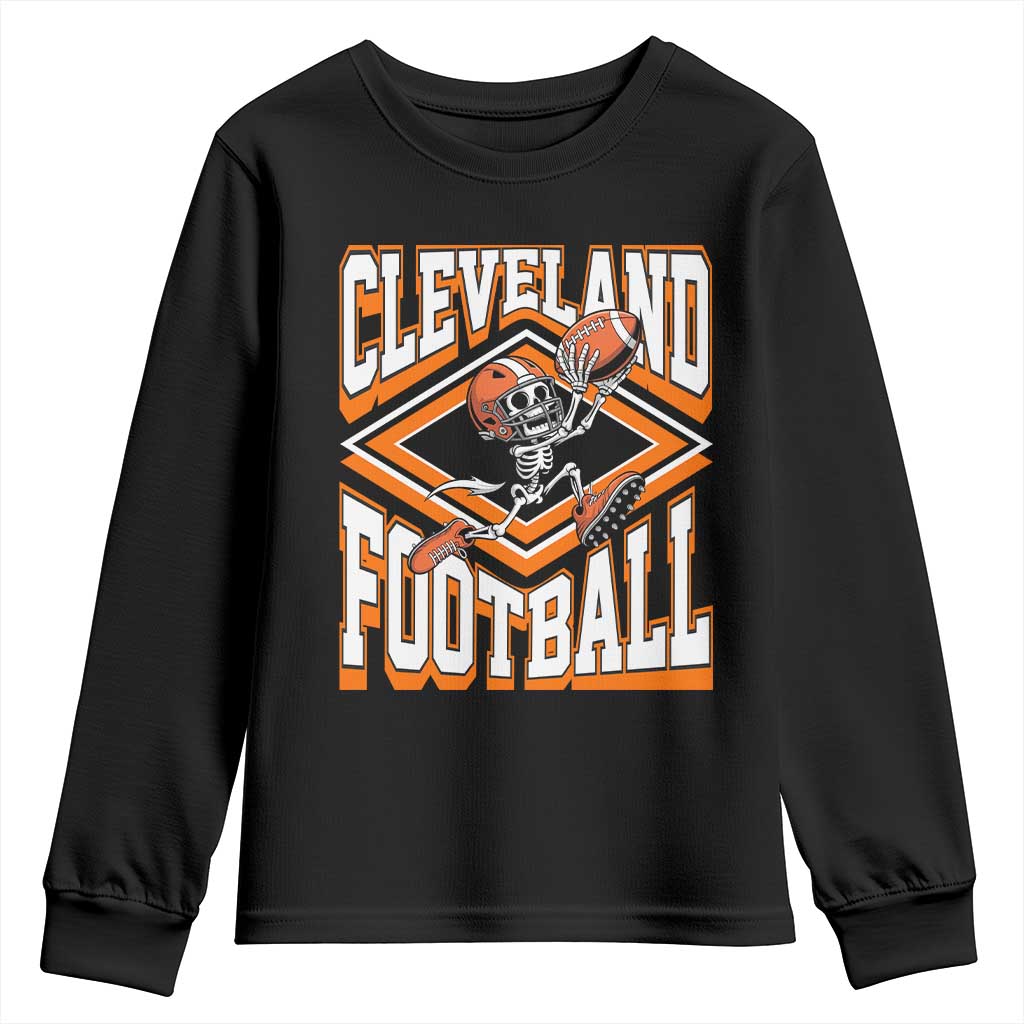 Funny Skeleton Dark Football Youth Sweatshirt CFBB Fan Gift TS12 Black Print Your Wear