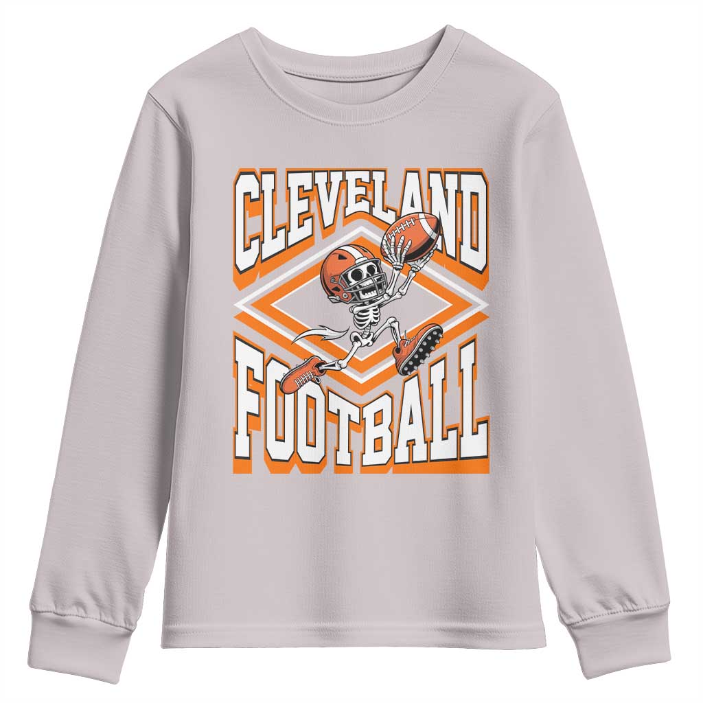 Funny Skeleton Dark Football Youth Sweatshirt CFBB Fan Gift TS12 Ice Gray Print Your Wear