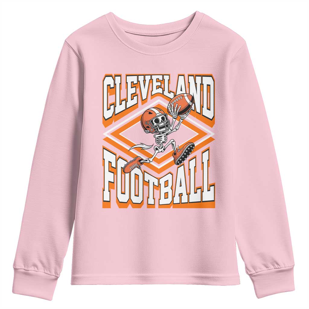 Funny Skeleton Dark Football Youth Sweatshirt CFBB Fan Gift TS12 Light Pink Print Your Wear