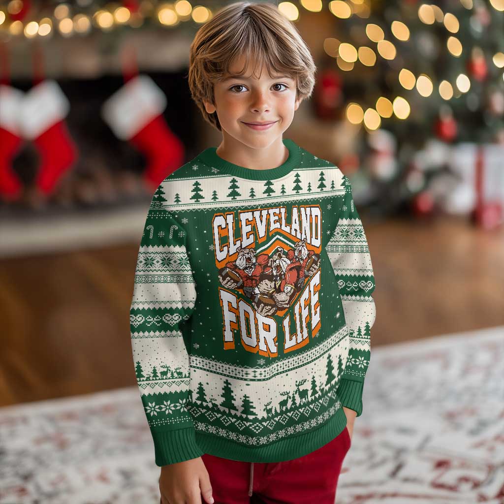 Cleveland For Life Ugly Christmas Sweater CFBB Fan Gift TS12 Forest Green Beige Print Your Wear