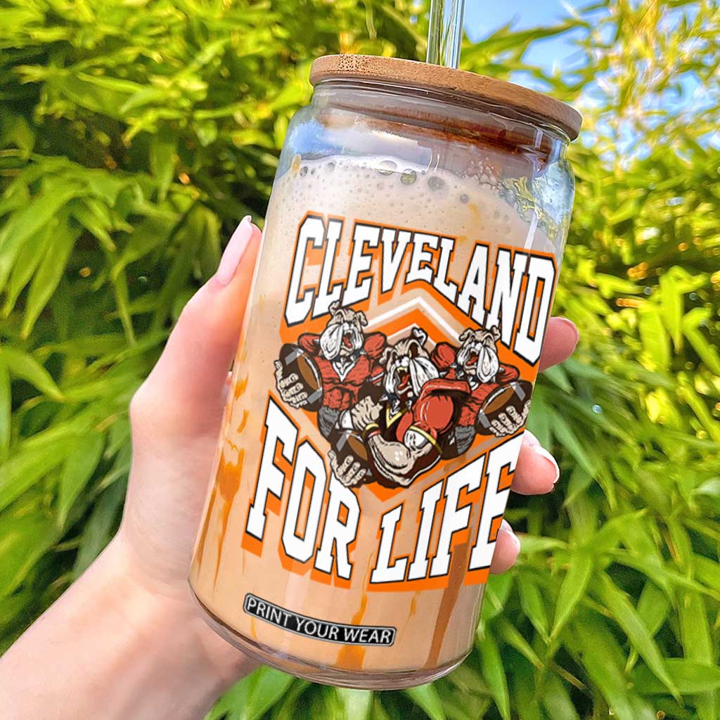 Cleveland For Life Glass Can CFBB Fan Gift TS12 White Print Your Wear