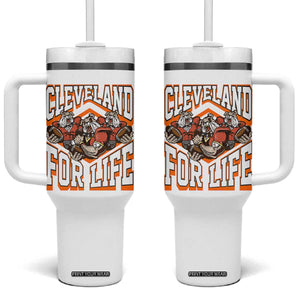 Cleveland For Life Tumbler With Handle CFBB Fan Gift TS12 One Size: 40 oz White Print Your Wear