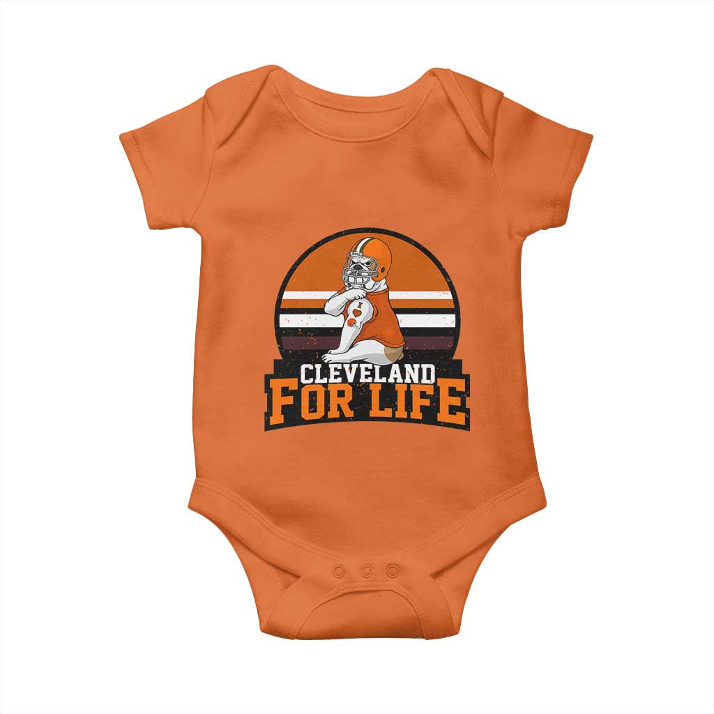 Funny Bulldog Game Day Baby Onesie Cleveland For Life TS12 Orange Print Your Wear