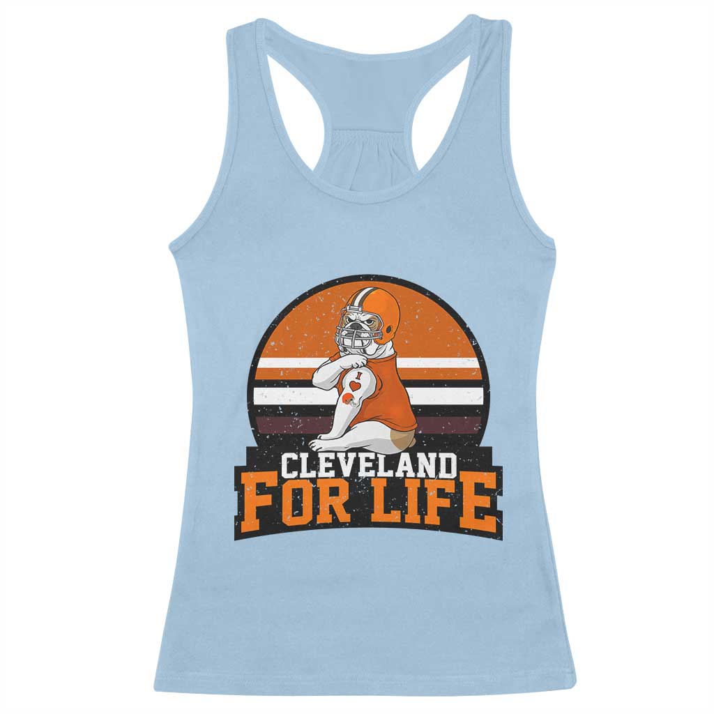 Funny Bulldog Game Day Racerback Tank Top Cleveland For Life TS12 Light Blue Print Your Wear