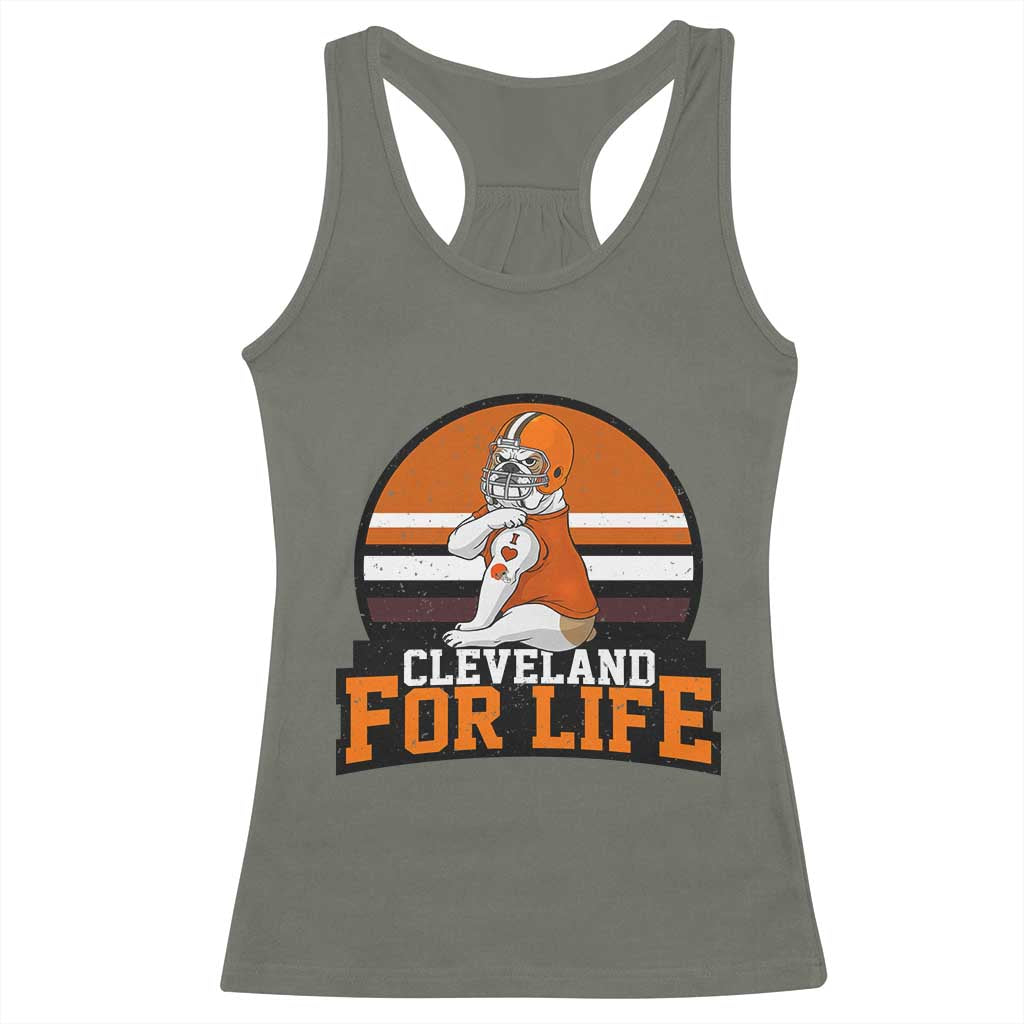 Funny Bulldog Game Day Racerback Tank Top Cleveland For Life TS12 Military Green Print Your Wear