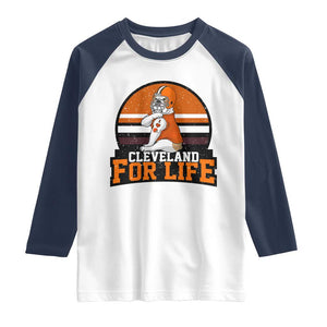 Funny Bulldog Game Day Raglan Shirt Cleveland For Life TS12 White Navy Print Your Wear