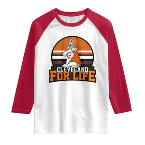 Funny Bulldog Game Day Raglan Shirt Cleveland For Life TS12 White Red Print Your Wear