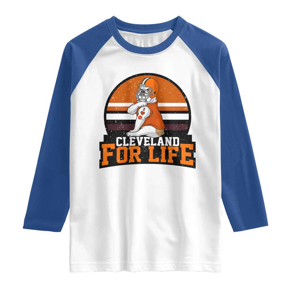 Funny Bulldog Game Day Raglan Shirt Cleveland For Life TS12 White Royal Print Your Wear