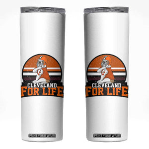 Funny Bulldog Game Day Skinny Tumbler Cleveland For Life TS12 White Print Your Wear