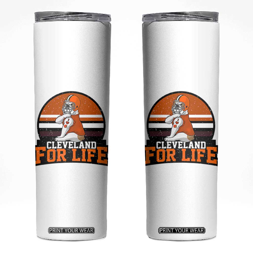 Funny Bulldog Game Day Skinny Tumbler Cleveland For Life TS12 White Print Your Wear