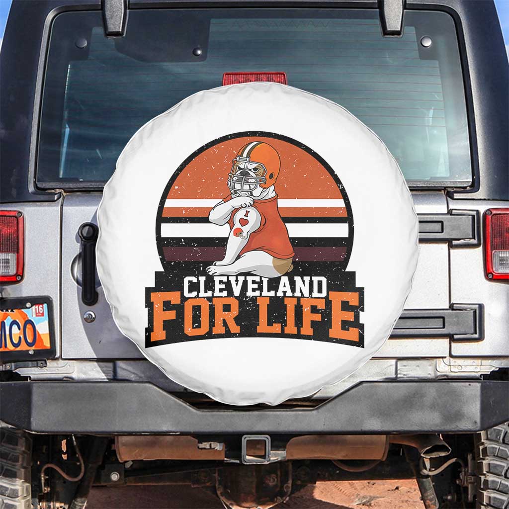 Funny Bulldog Game Day Spare Tire Cover Cleveland For Life TS12 No hole White Print Your Wear