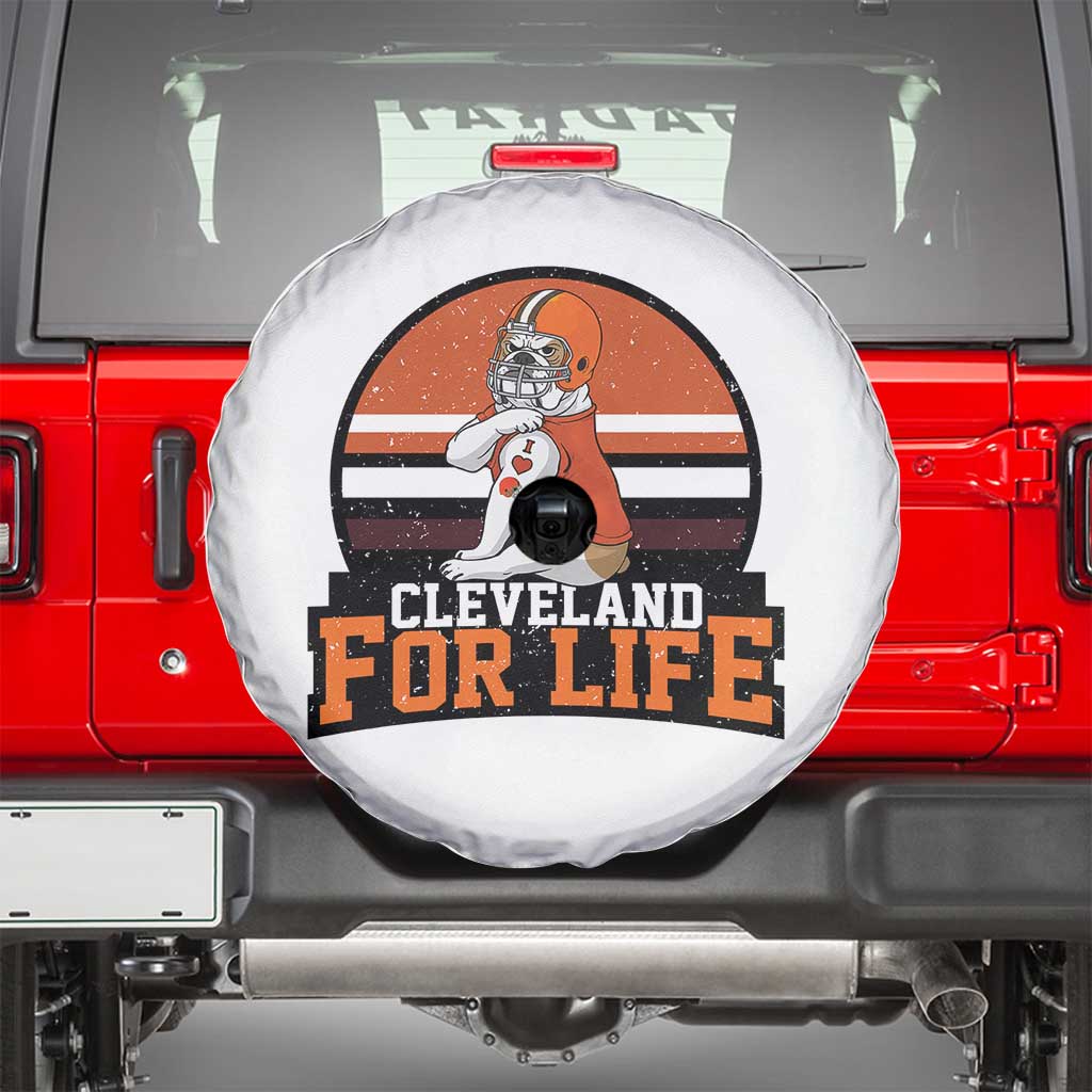 Funny Bulldog Game Day Spare Tire Cover Cleveland For Life TS12 White Print Your Wear