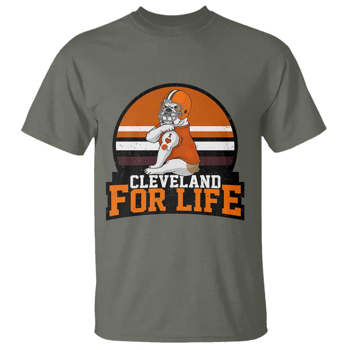 Funny Bulldog Game Day T Shirt Cleveland For Life TS12 Military Green Print Your Wear