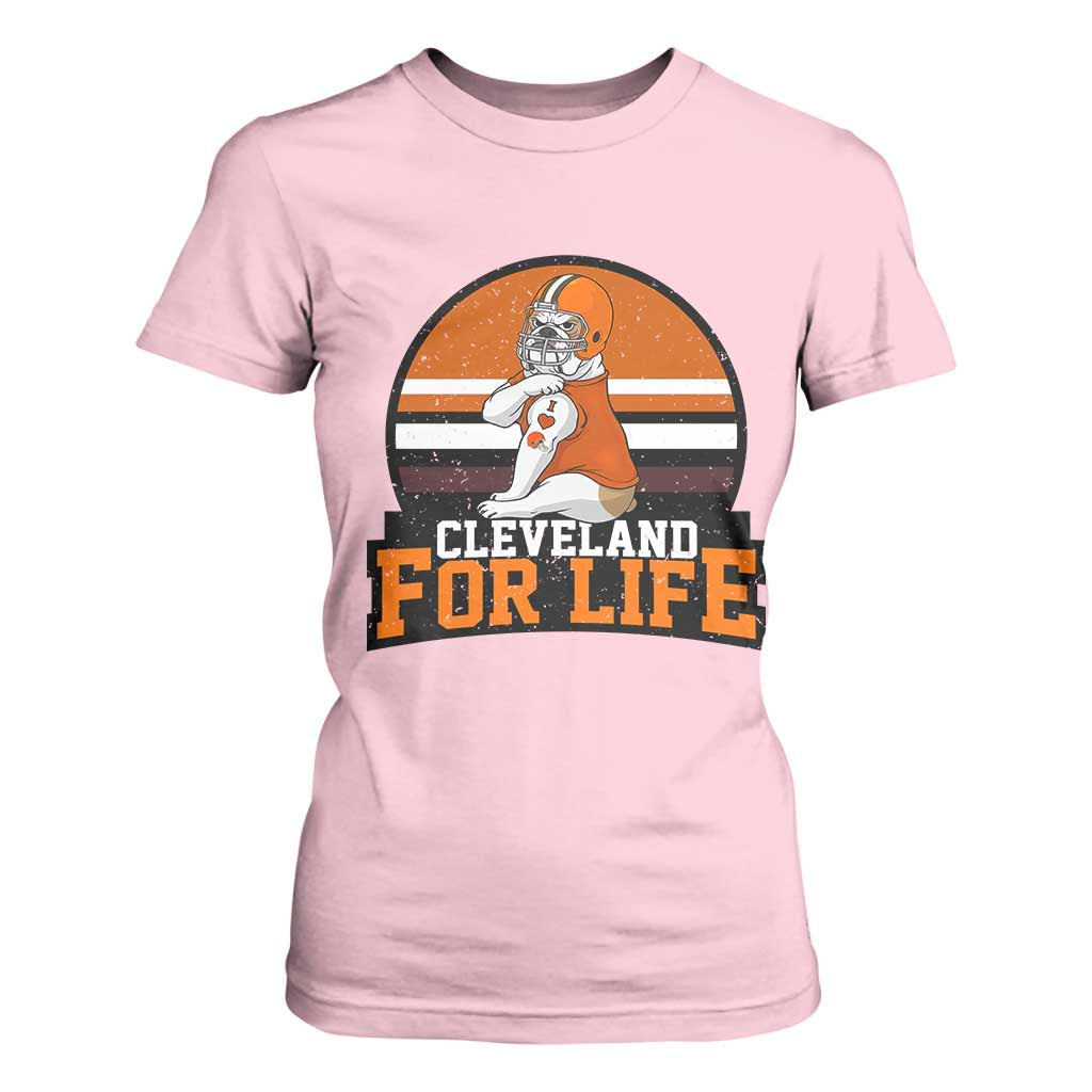 Funny Bulldog Game Day T Shirt For Women Cleveland For Life TS12 Light Pink Print Your Wear