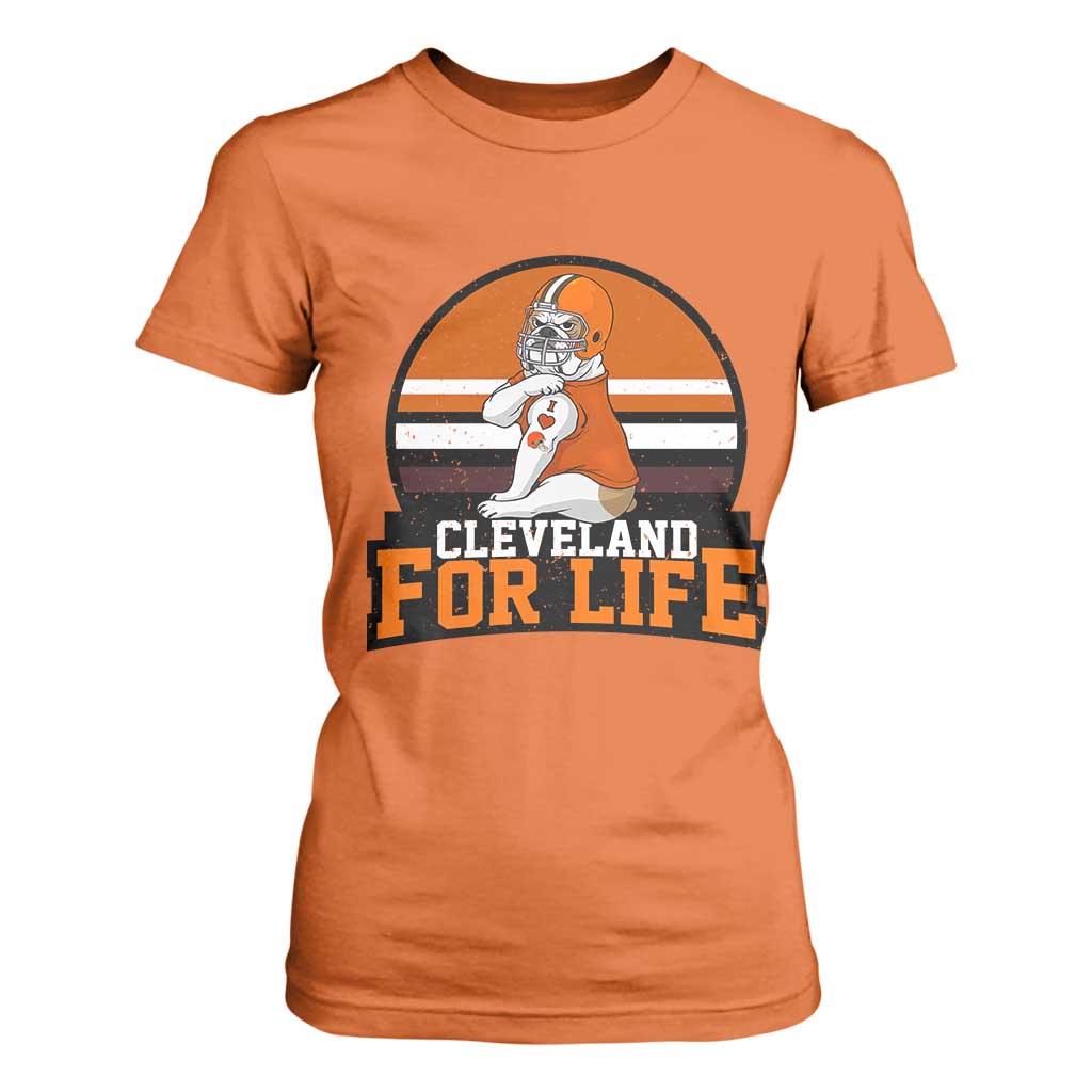 Funny Bulldog Game Day T Shirt For Women Cleveland For Life TS12 Orange Print Your Wear