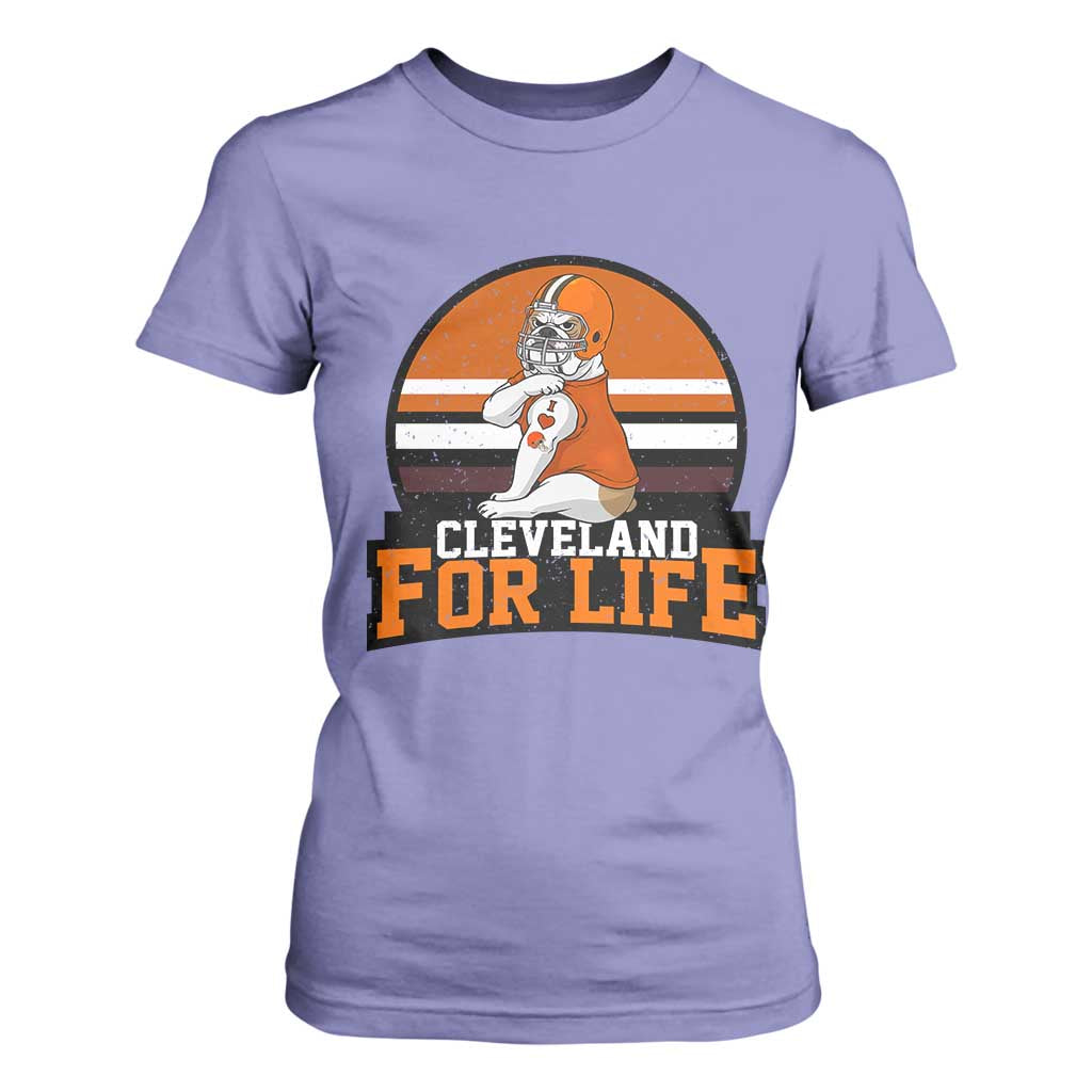 Funny Bulldog Game Day T Shirt For Women Cleveland For Life TS12 Violet Print Your Wear