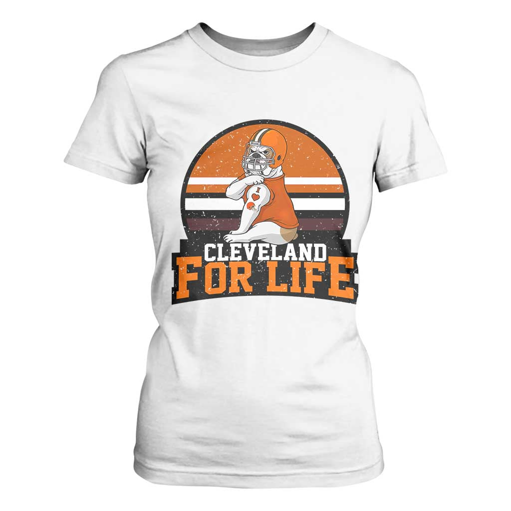 Funny Bulldog Game Day T Shirt For Women Cleveland For Life TS12 White Print Your Wear