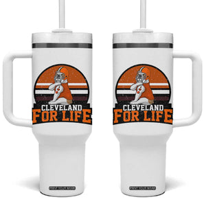 Funny Bulldog Game Day Tumbler With Handle Cleveland For Life TS12 One Size: 40 oz White Print Your Wear