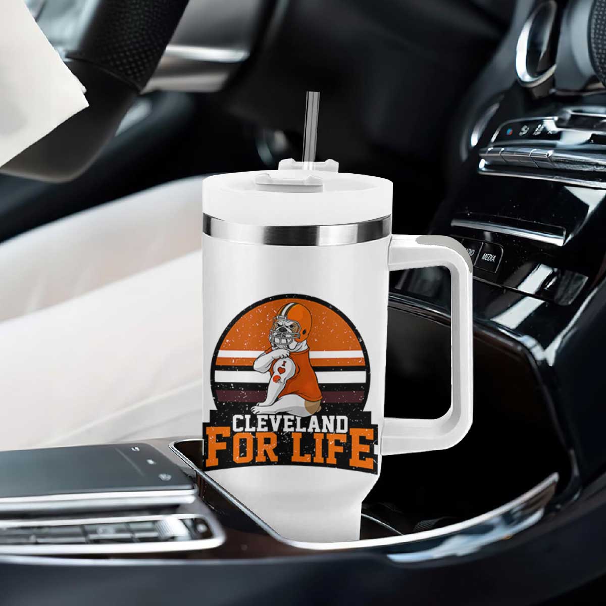 Funny Bulldog Game Day Tumbler With Handle Cleveland For Life TS12 Print Your Wear
