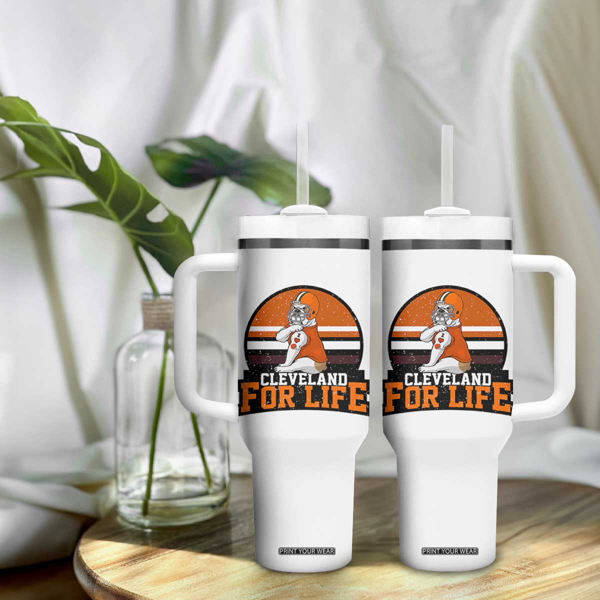 Funny Bulldog Game Day Tumbler With Handle Cleveland For Life TS12 Print Your Wear
