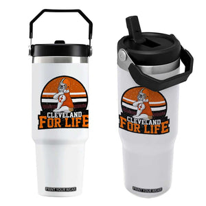 Funny Bulldog Game Day Flip Straw Tumbler Cleveland For Life TS12 One Size: 30 oz White Print Your Wear