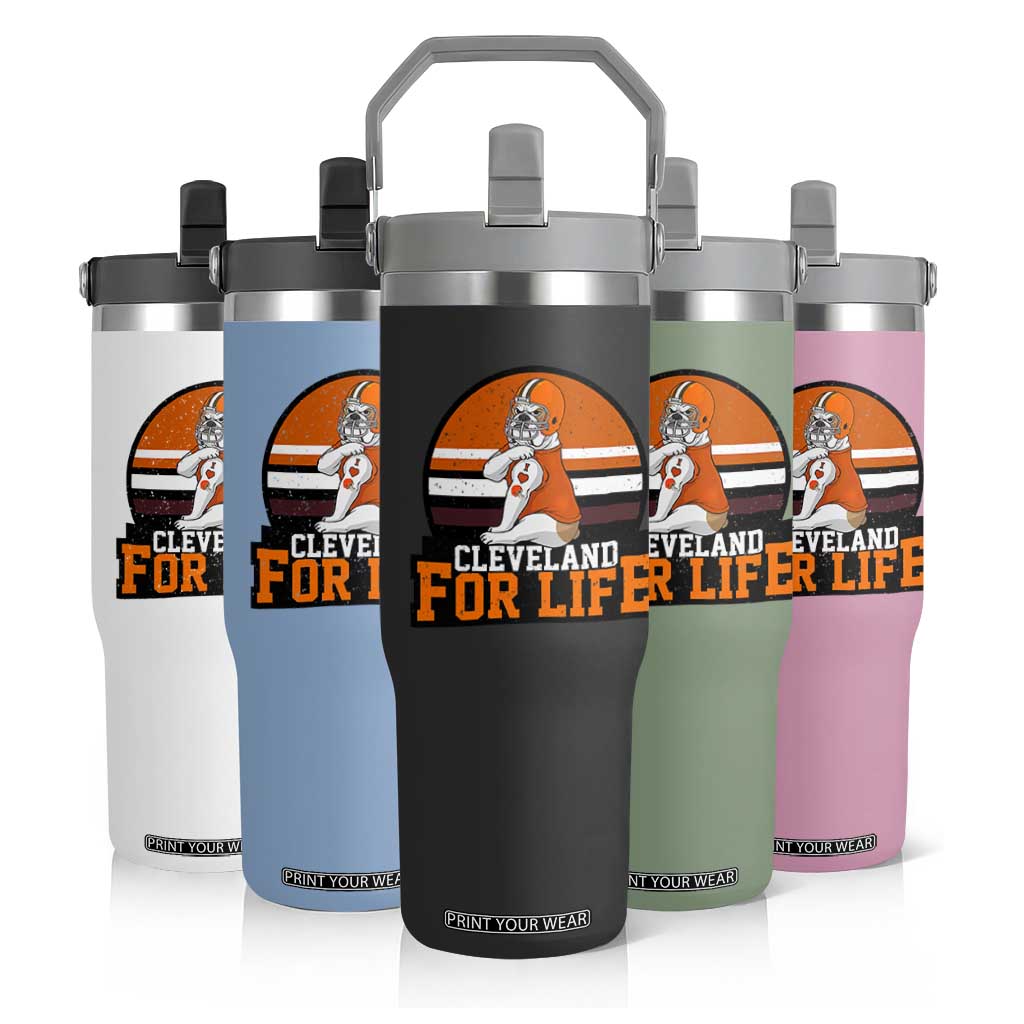 Funny Bulldog Game Day Flip Straw Tumbler Cleveland For Life TS12 Print Your Wear