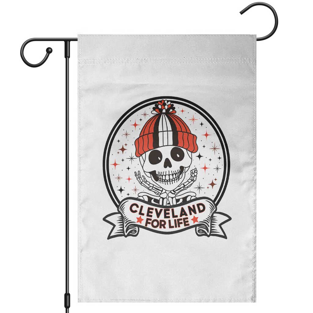 Funny Skeleton Dark Football Lover Garden Flag Cleveland For Life TS12 White Print Your Wear