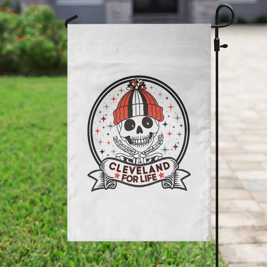 Funny Skeleton Dark Football Lover Garden Flag Cleveland For Life TS12 Print Your Wear