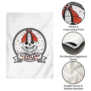 Funny Skeleton Dark Football Lover Garden Flag Cleveland For Life TS12 Print Your Wear
