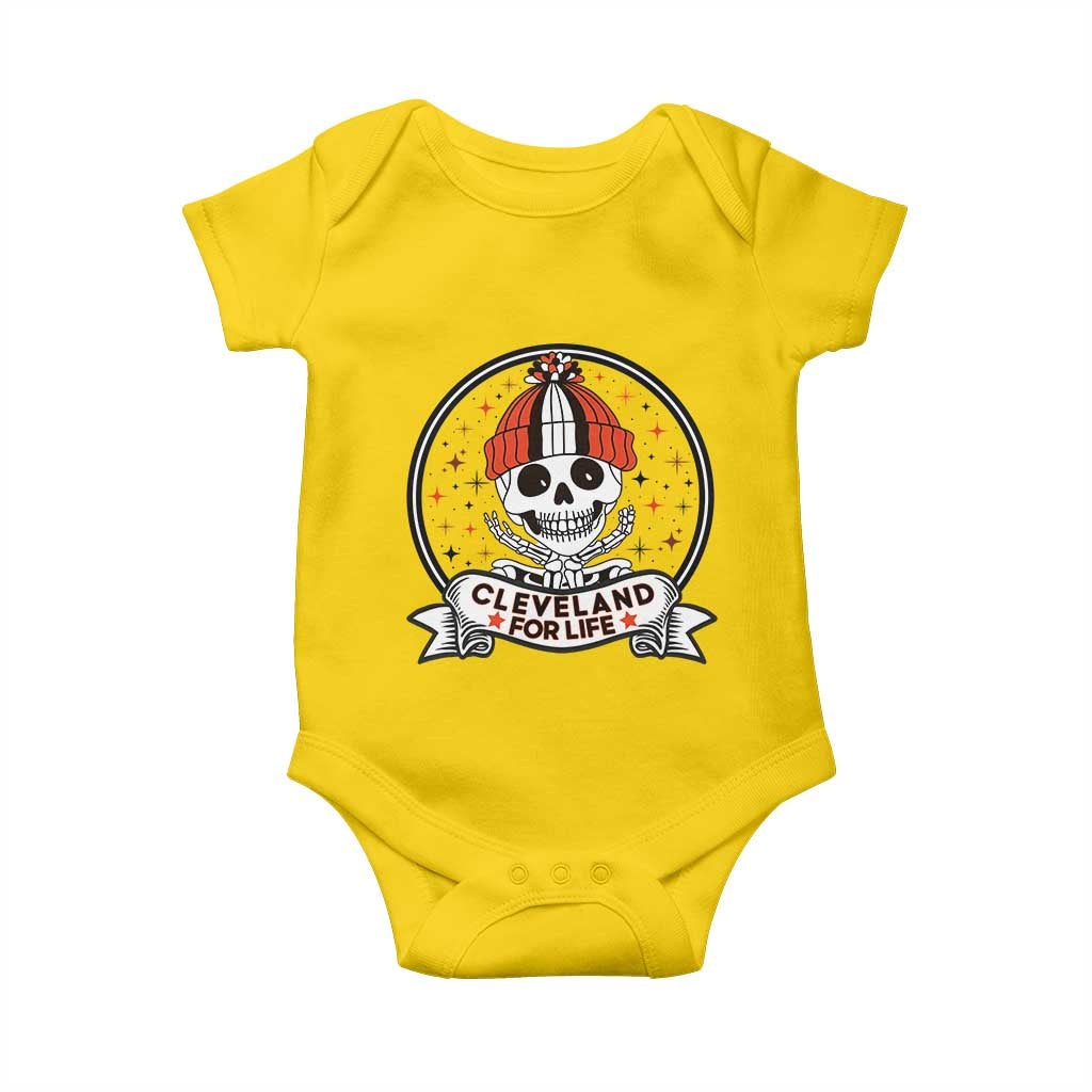 Funny Skeleton Dark Football Lover Baby Onesie Cleveland For Life TS12 Daisy Print Your Wear