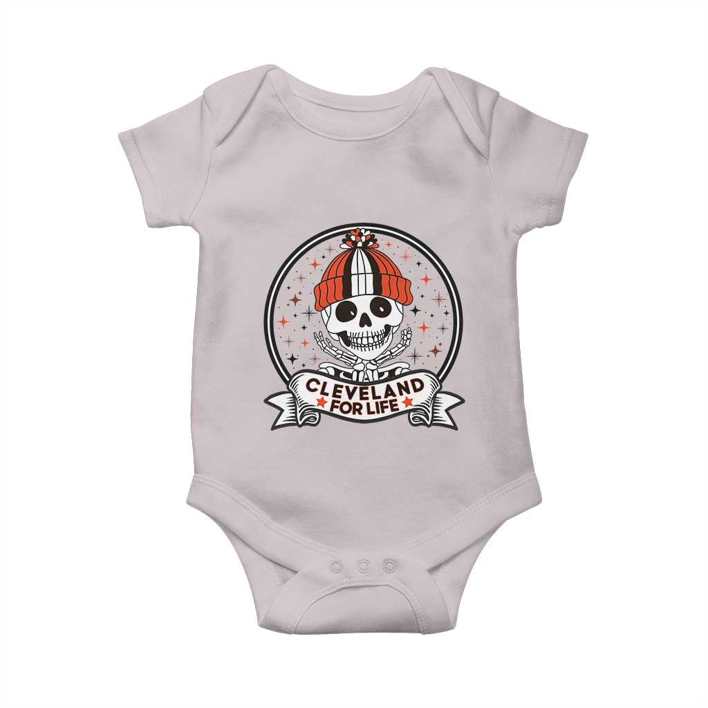 Funny Skeleton Dark Football Lover Baby Onesie Cleveland For Life TS12 Ice Gray Print Your Wear