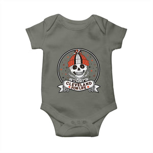 Funny Skeleton Dark Football Lover Baby Onesie Cleveland For Life TS12 Military Green Print Your Wear
