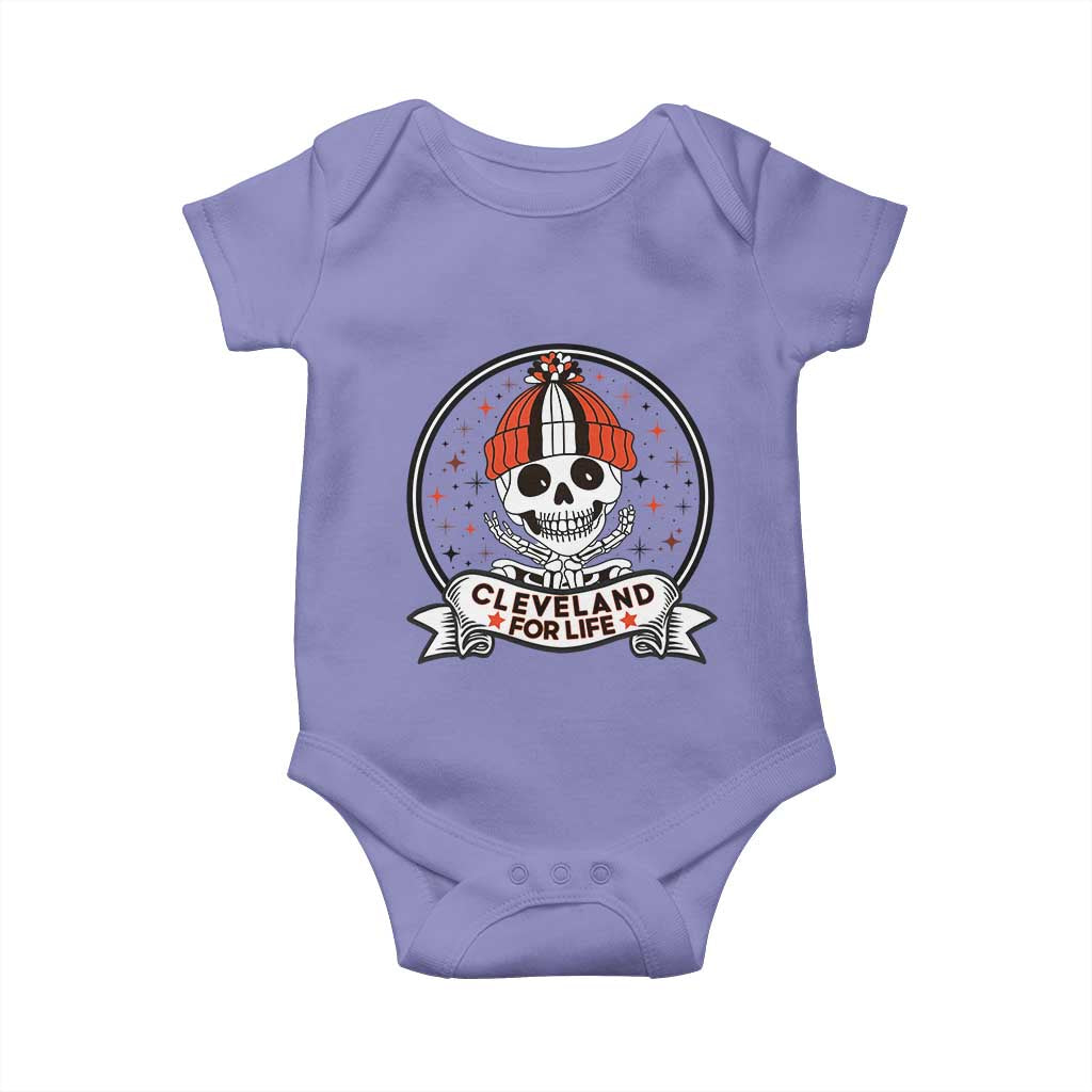Funny Skeleton Dark Football Lover Baby Onesie Cleveland For Life TS12 Violet Print Your Wear