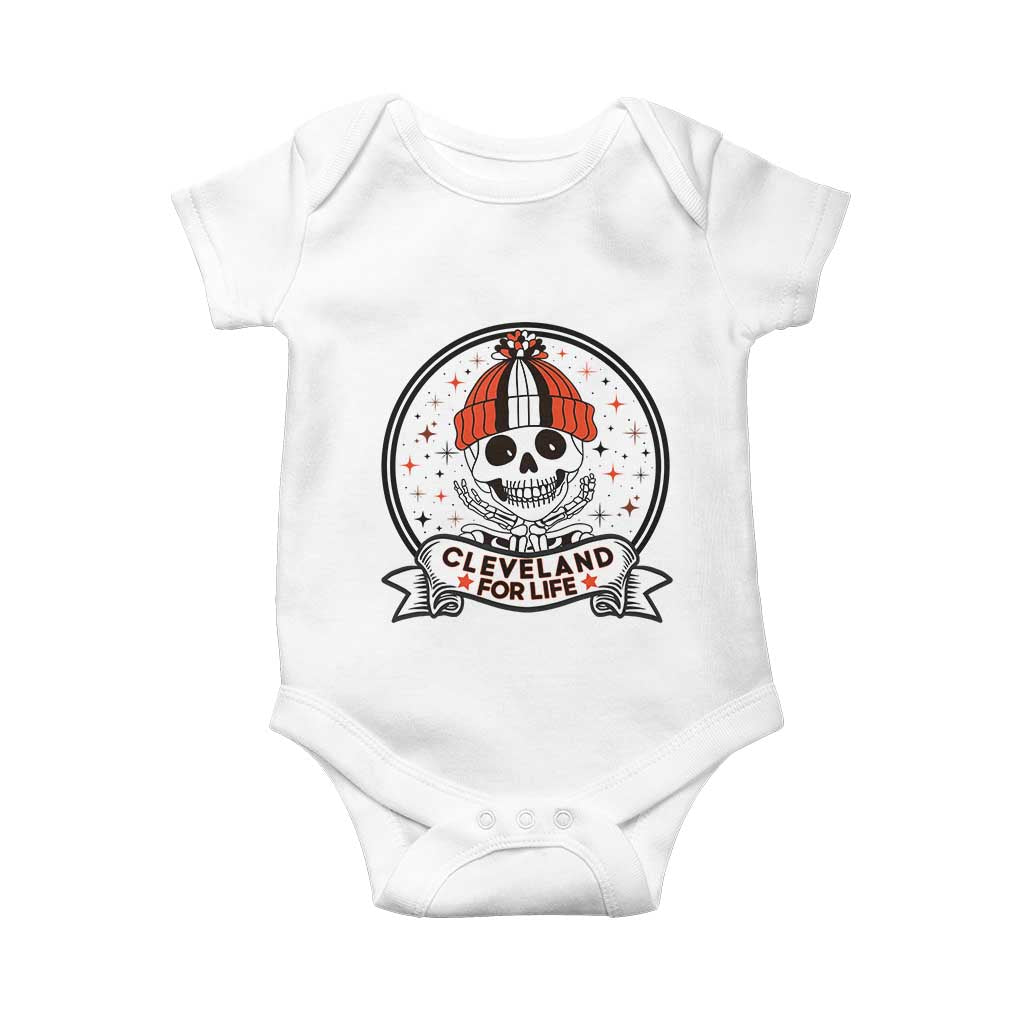 Funny Skeleton Dark Football Lover Baby Onesie Cleveland For Life TS12 White Print Your Wear
