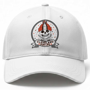 Funny Skeleton Dark Football Lover Baseball Cap Cleveland For Life TS12 Print Your Wear