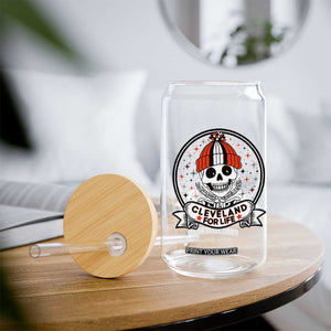 Funny Skeleton Dark Football Lover Glass Can Cleveland For Life TS12 Print Your Wear