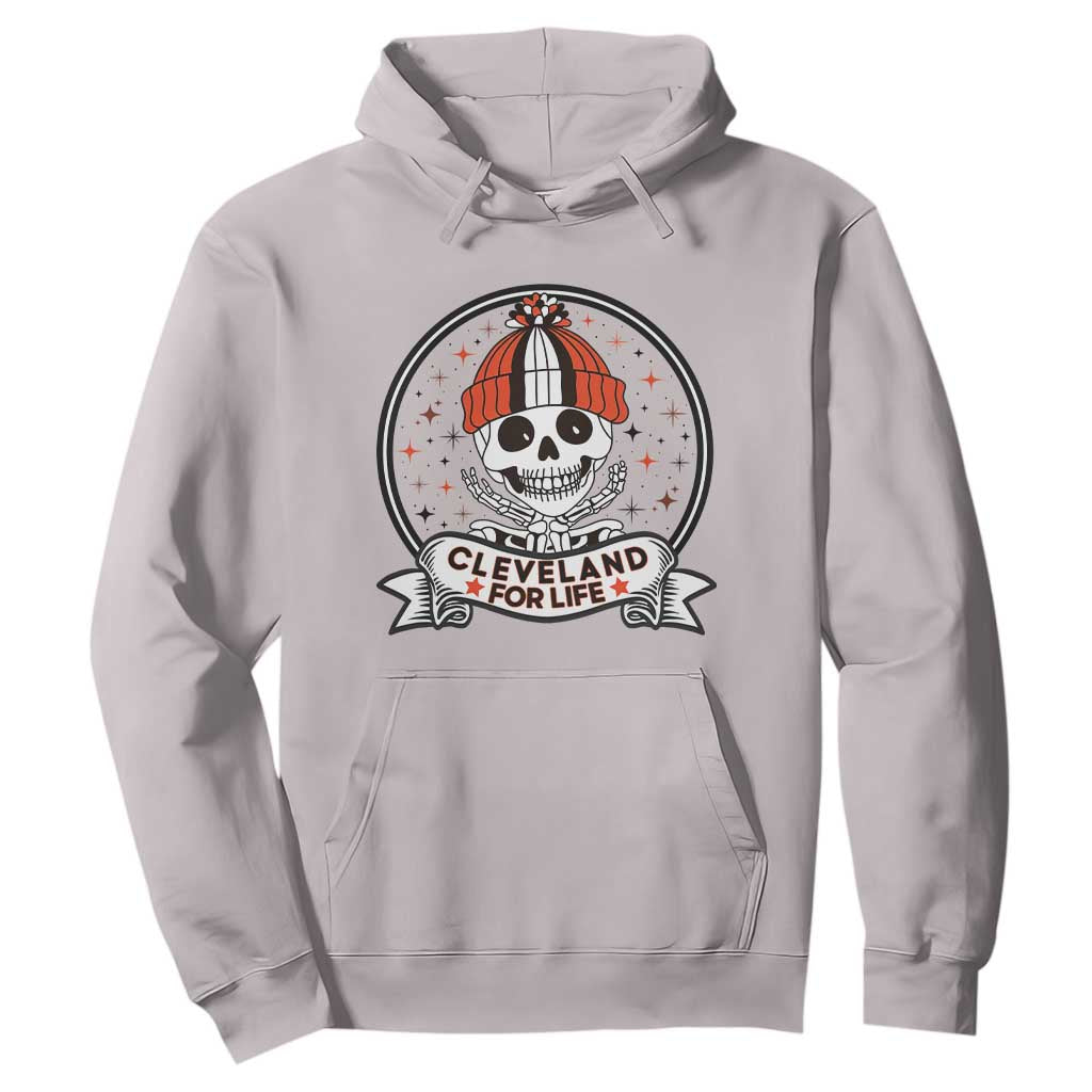 Funny Skeleton Dark Football Lover Hoodie Cleveland For Life TS12 Ice Gray Print Your Wear